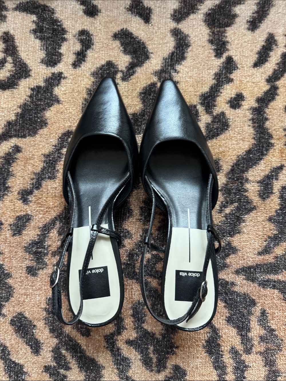 Dolce Vita Black Pointed Slingback kitten heels with Adjustable Buckle